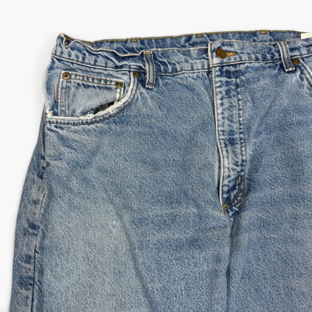 Carhartt Mens Flannel Lined Relaxed Fit Light Wash Denim Jeans Made in USA 36x28